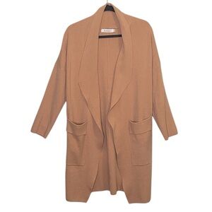 ANRABESS WOMENS NEUTRAL COLOR LONG OPEN FRONT CARDIGAN VISCOSE BLEND SIZE LARGE